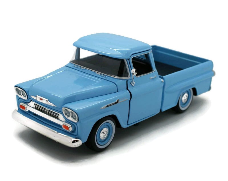 Motor Max 1958 Chevy Apache Fleetside Pickup Truck, Light Blue - Motormax 79311 - 1/24 scale Diecast Model Toy Car, unisex-children - Image 1